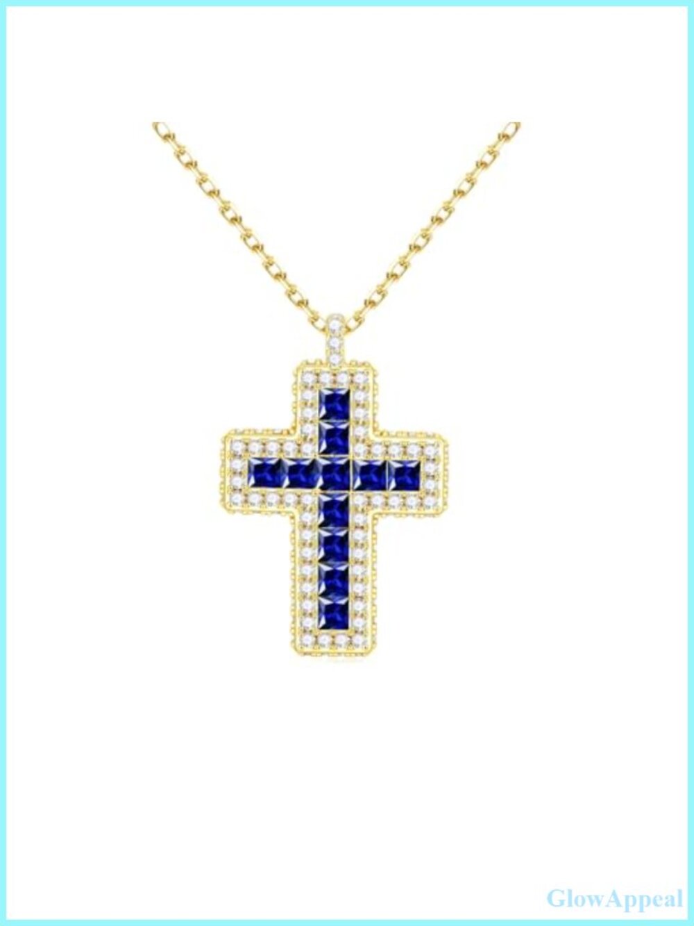 14K Gold Plated Cross Necklace Cubic Zirconia Pendant Women